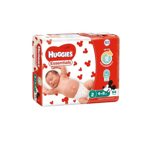 Nappies Huggies 54 Pack Huggies Essential Nappy Size 4-8kg 54 Pack