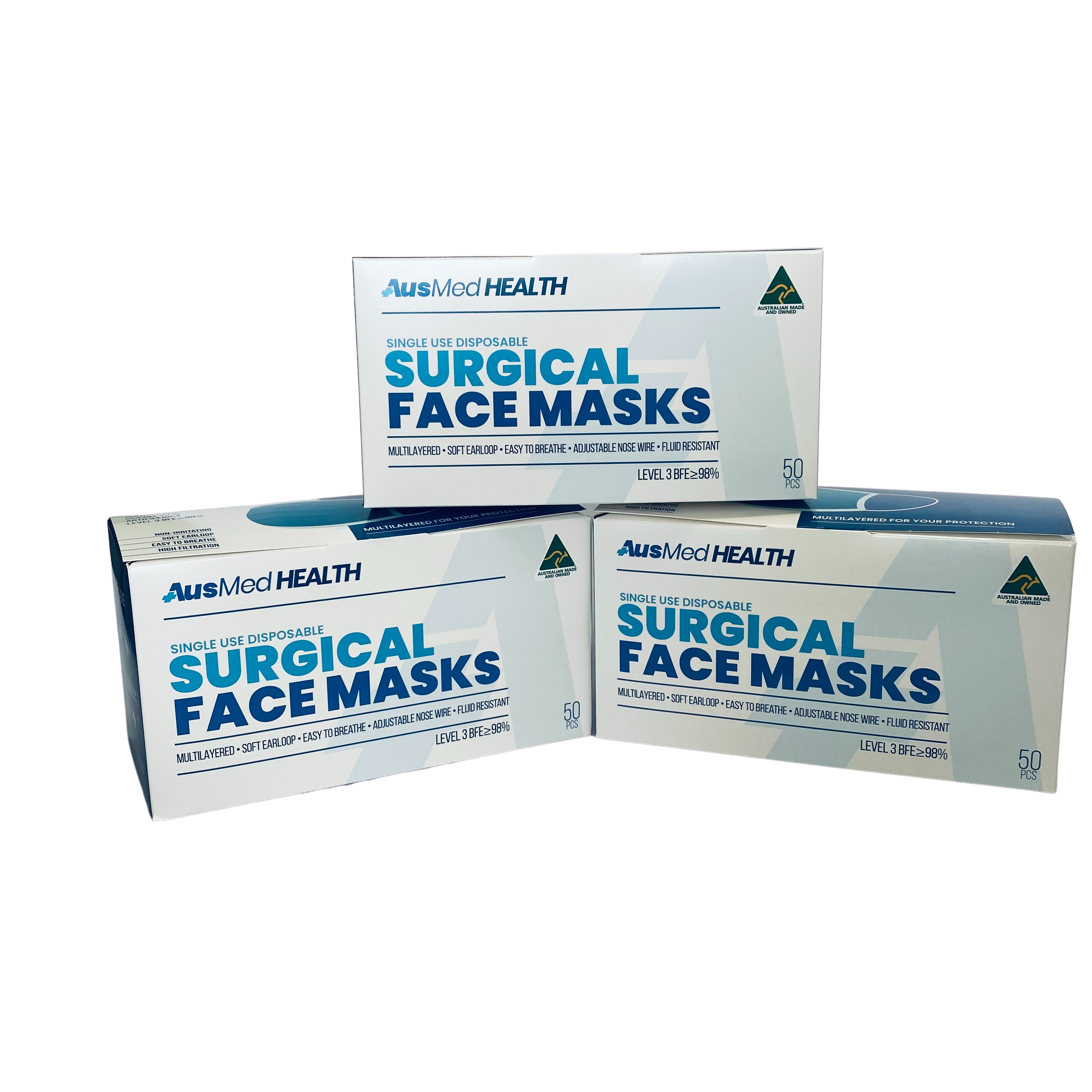 Surgical Face Masks | Australian Made | Premium 4 x Ply | Level 3 (1 Carton/500 masks)
