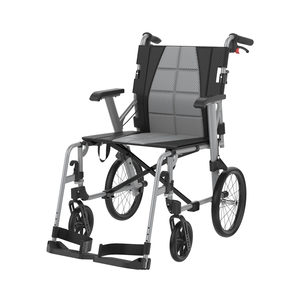 Aspire SOCIALITE Folding Wheelchair - Attendant Propelled - Silver