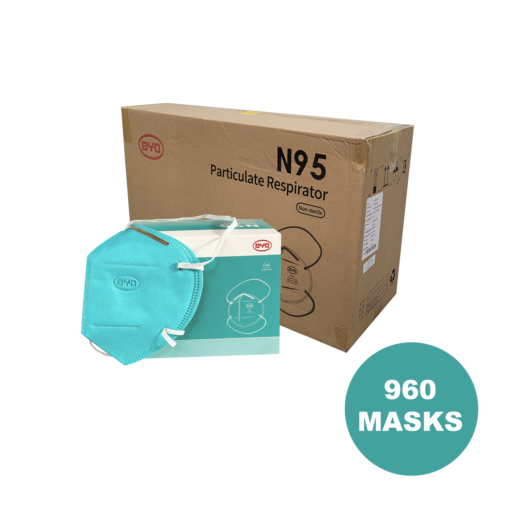 N95 Respirator | BYD Care | Hospital Grade Level 3 (1 carton/960 masks)