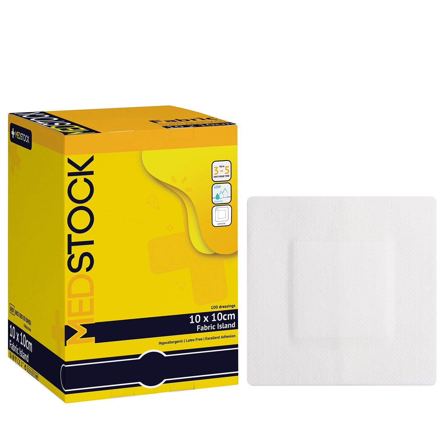 MedStock Fabric Island Dressing 10x10cm (100pcs/Box)