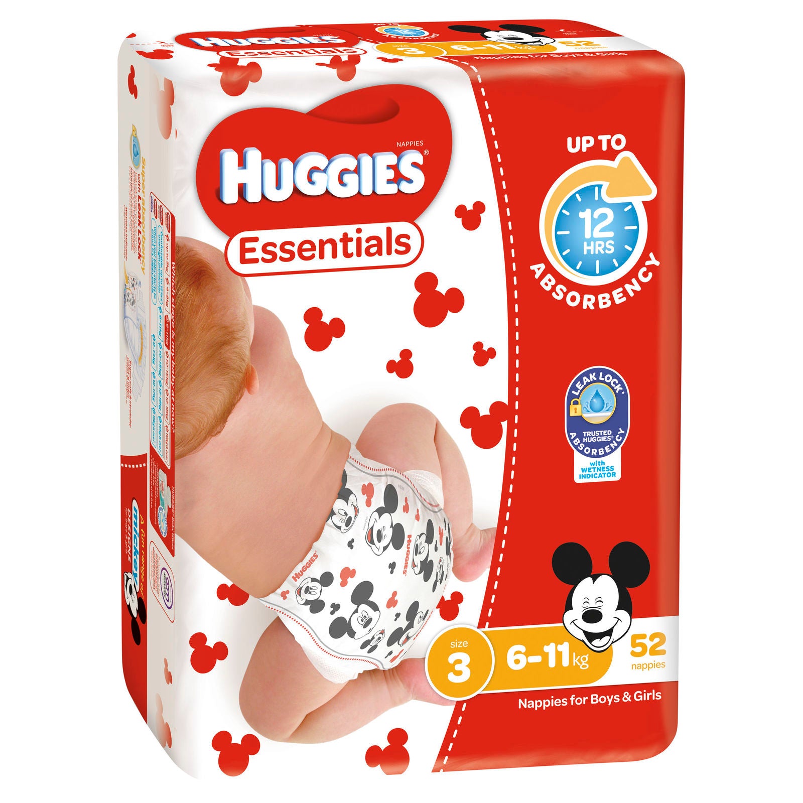 Huggies Essentials Crawler Size 3 6-11kg. (Pack of 52 Nappies)
