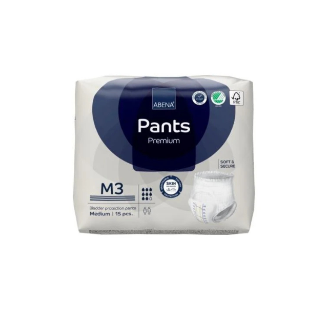 Abena Pants M3 Medium Blue. Continence Care. 2400mL 80-110cm (15 x pack)