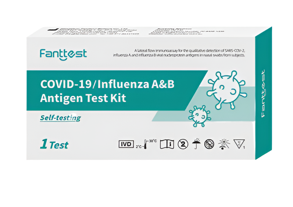 Fanttest Covid-19 Rapid plus Influenza A&B Combination Antigen Test Kit ( 1 x Test Pack)