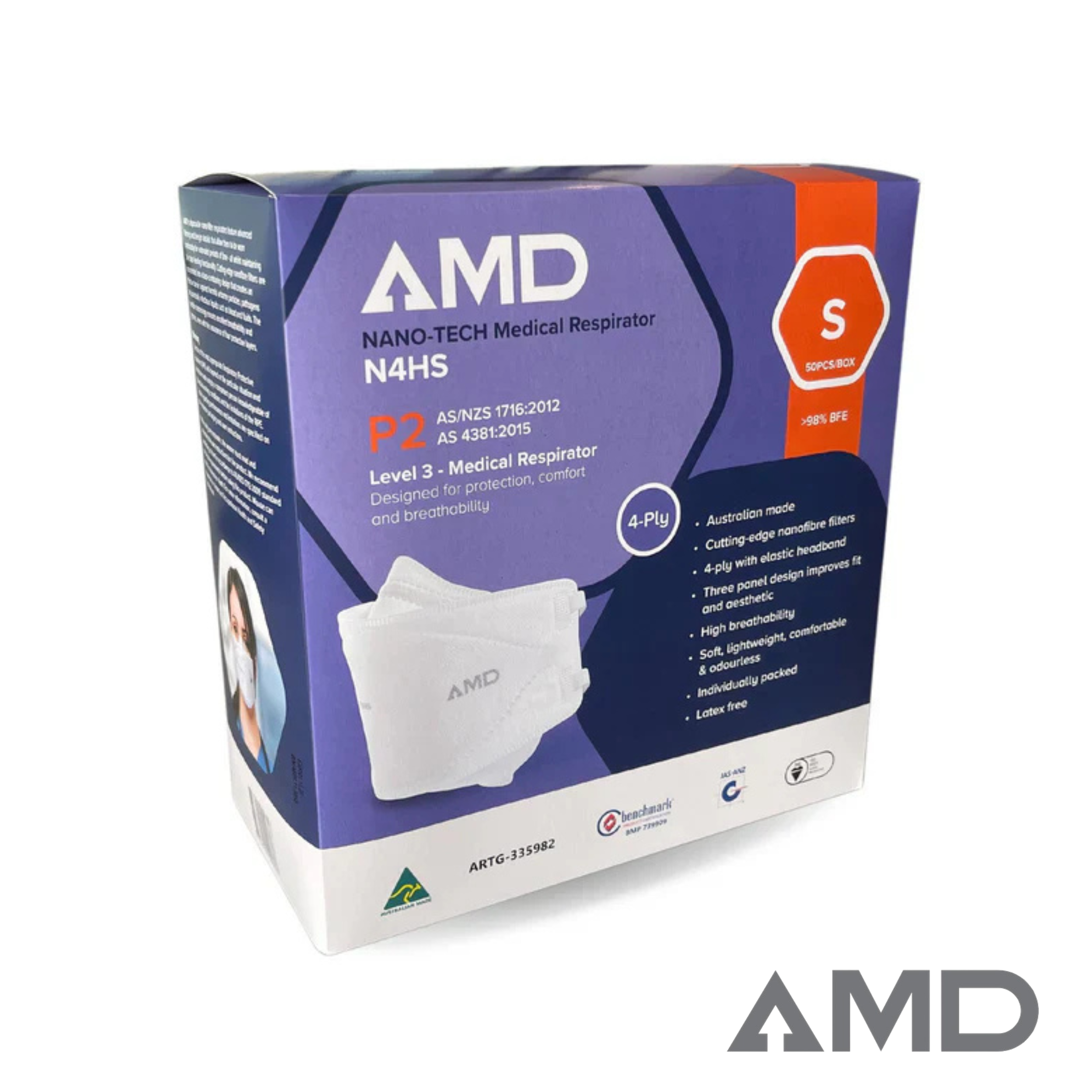 AMD P2 Headband Masks White - Small (1Box/50masks)