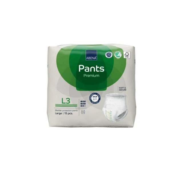 ABENA Pants L3 Green 2400ml 100-140cm (15 x Pack)