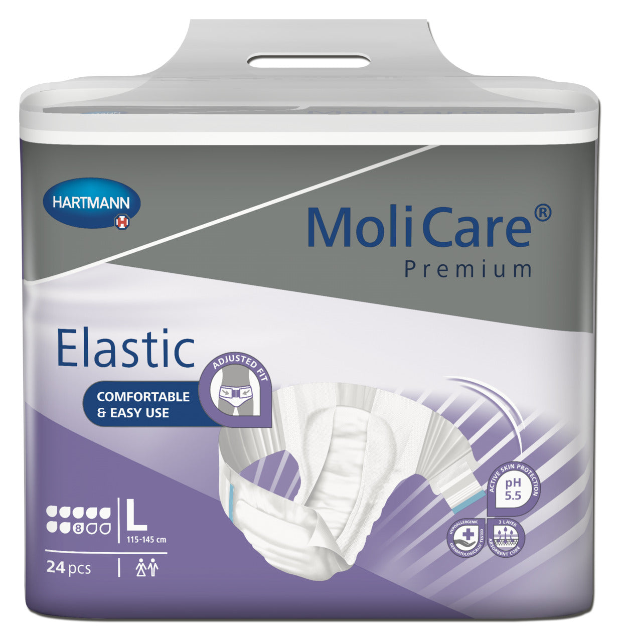 Molicare Premium Elastic Large 8 Drops 115cm-145cm 3220ml (24pcs/Pack)