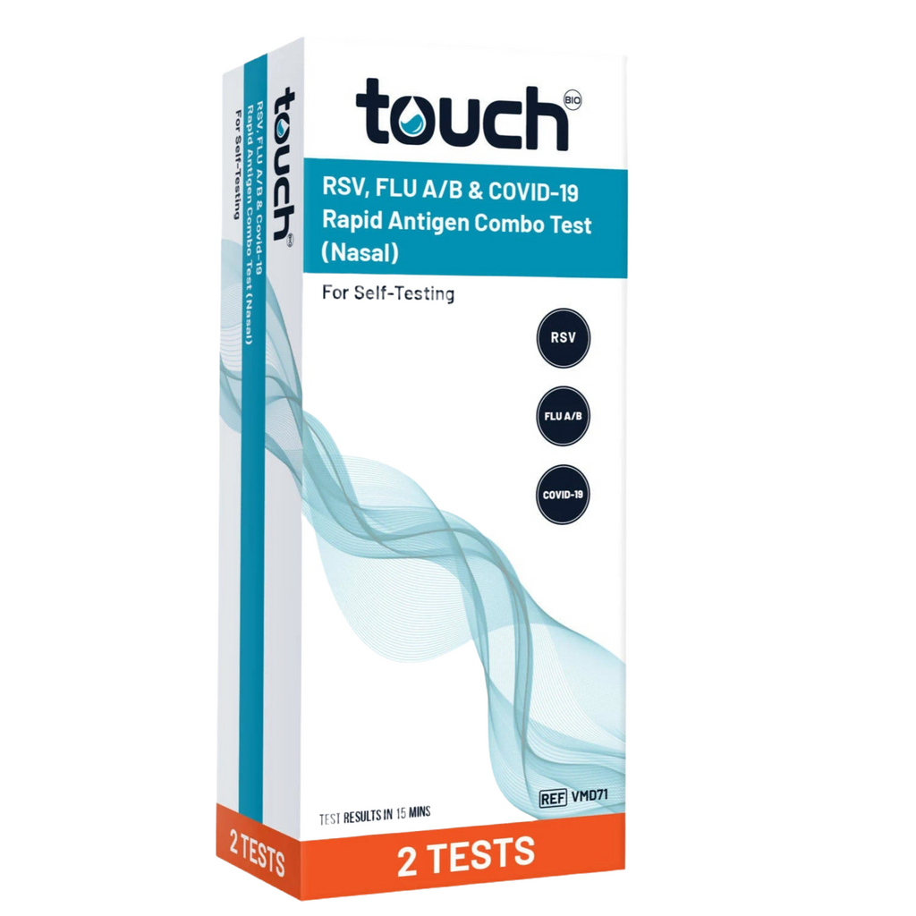 Touch Bio: RSV, FLU A&B, COVID-19 Combo Rapid Tests, High Sensitivity (2xTest Kit)