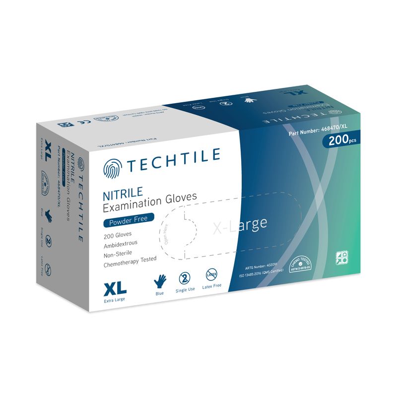 Techtile Nitrile Disposable Powder Free Blue Gloves PPE (200pcs/Box)