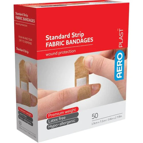 AEROPLAST Premium Fabric Standard Strip 7.2 x 1.9cm Box/50 (Min 12 boxes)