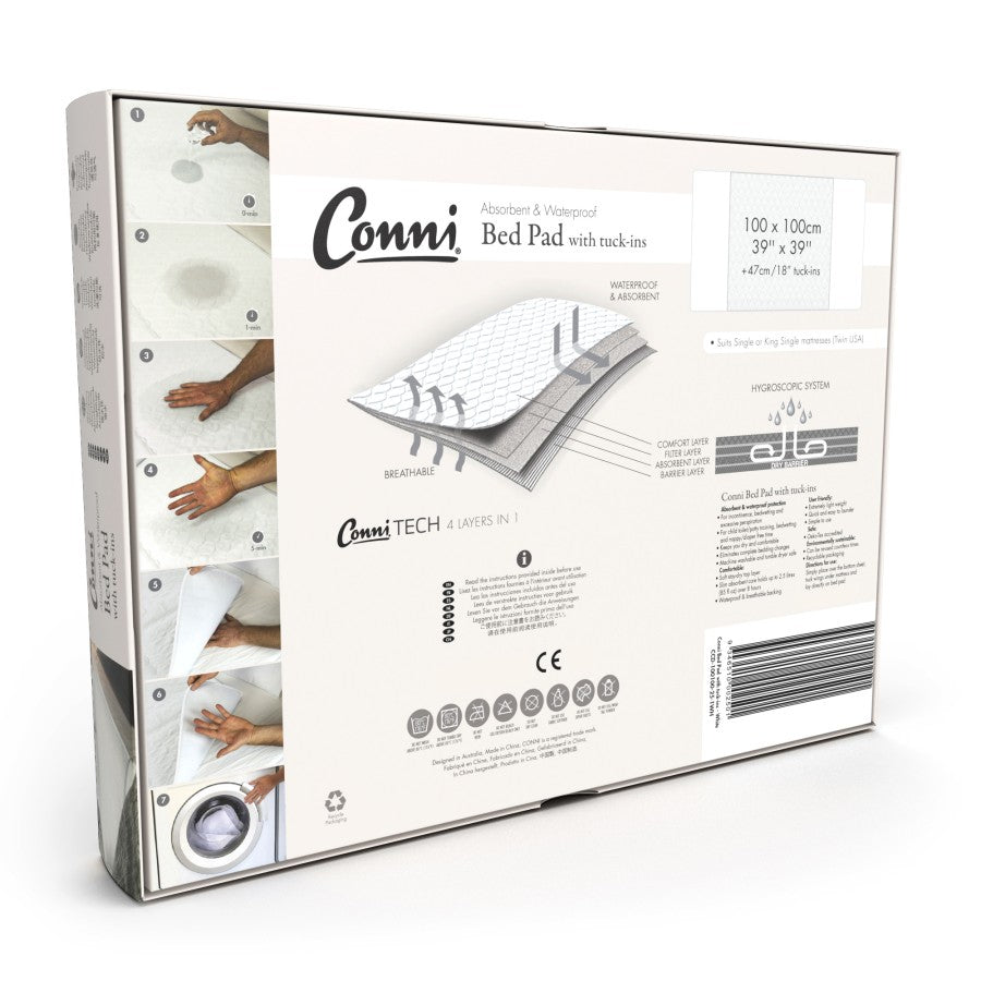 Conni Bed Pad with Tuck-ins - White