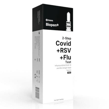 Biopen®  RSV + COVID-19 + Flu / Nasal Pen / High Sensitivity  ( 2 x Test Kit )
