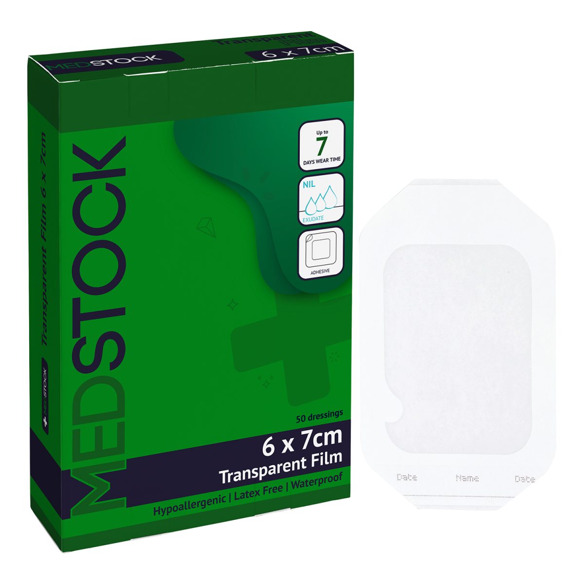 MedStock Transparent Film Dressing (Extra Thin) 6x7cm (50pcs/Box)