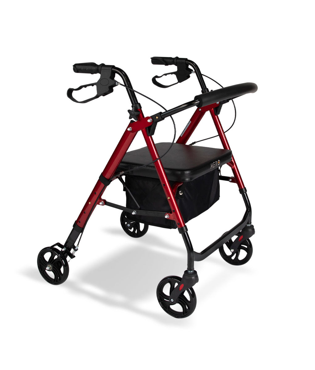 Hero Medical 6″ Deluxe Height Adjustable Seat Walker - Burgundy