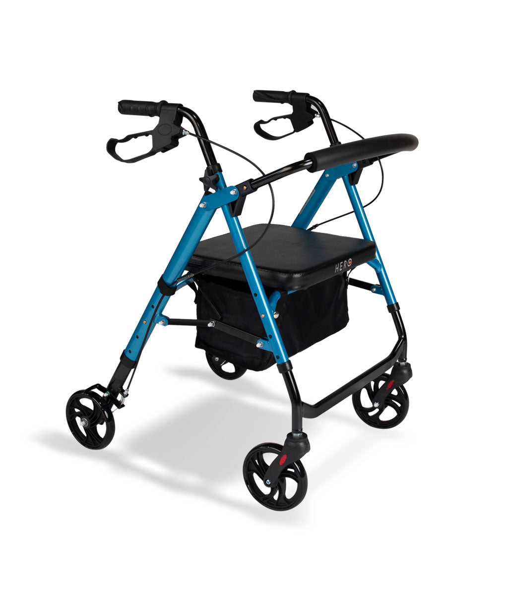 Hero Medical 6″ Deluxe Height Adjustable Seat Walker - Blue