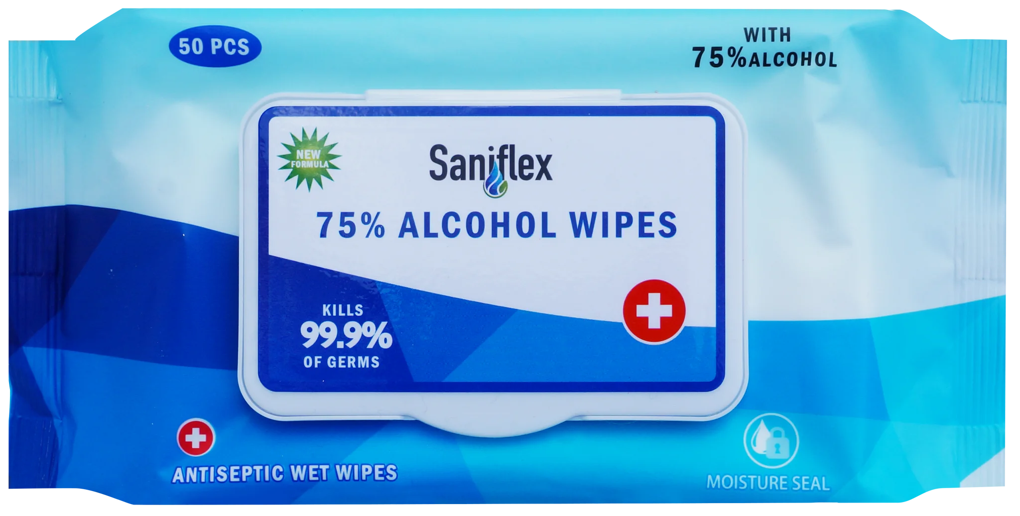 Saniflex 75% Alcohol Sanitary Wipes - 50 pcs