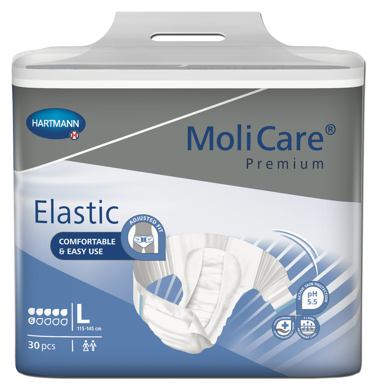 Molicare Premium Elastic Large 6 Drops 115cm - 145cm 2349ml (30pcs/Pack)