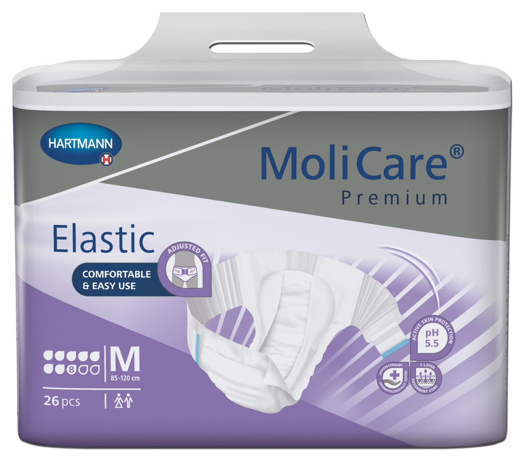 Molicare Premium Elastic Medium 8 Drops 85cm-120cm 3144ml Continence Care(26pcs/Pack)
