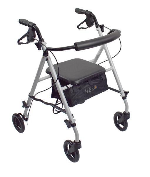 Hero Medical Ultra Light Rollator Walker - Silver 5kg