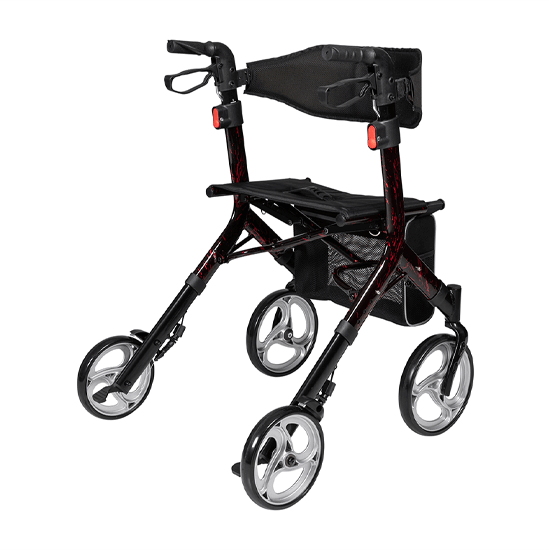 ASPIRE STRIDE Adjustable Height Seat Walker - Marble Red/Black