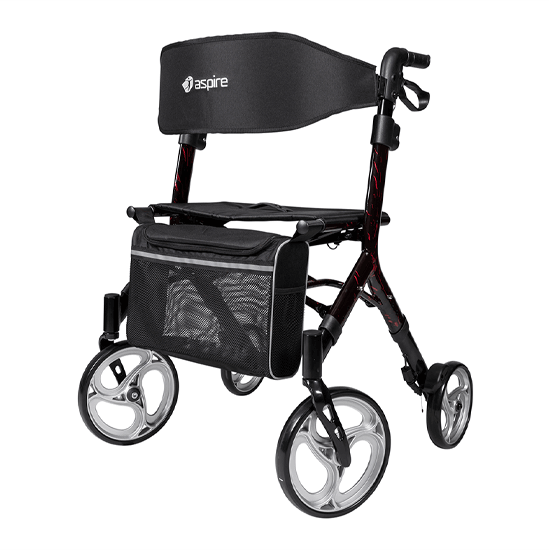 ASPIRE STRIDE Adjustable Height Seat Walker - Marble Red/Black