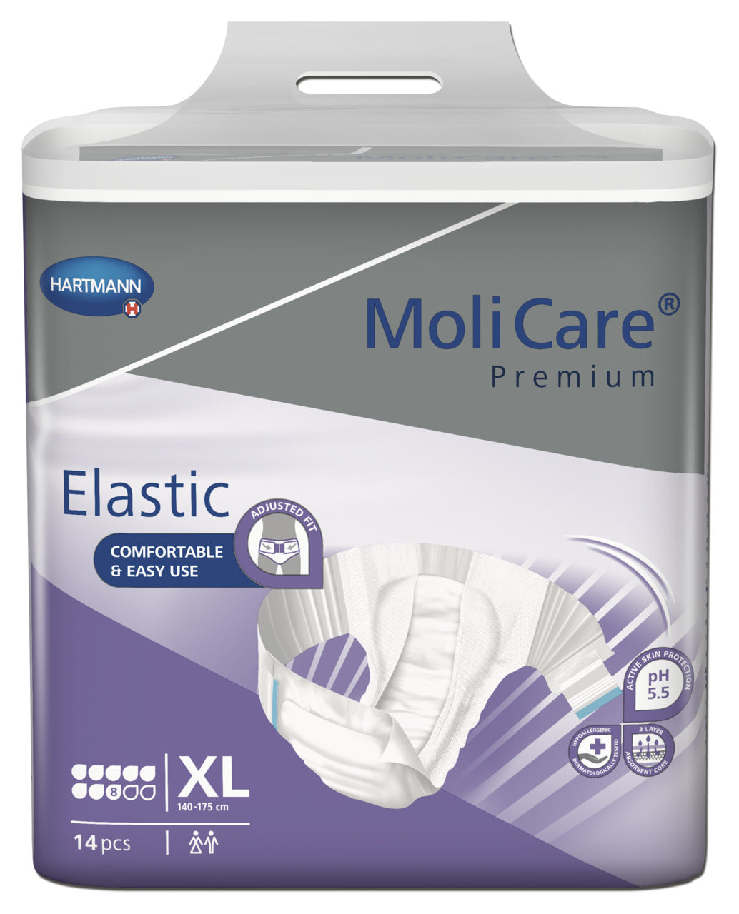 Molicare Premium Elastic X-Large 8 Drops. Continence Care 140cm-175cm 3591ml (14pcs/Pack)