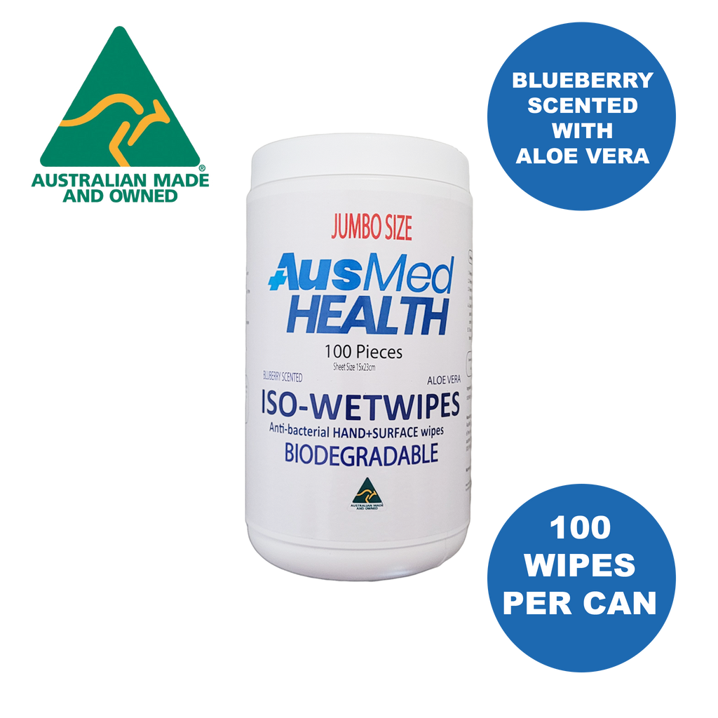 AusMed Health | Anti-Bacterial Hand and Surface Wipes | Biodegradable (100 X-Large Wipes)