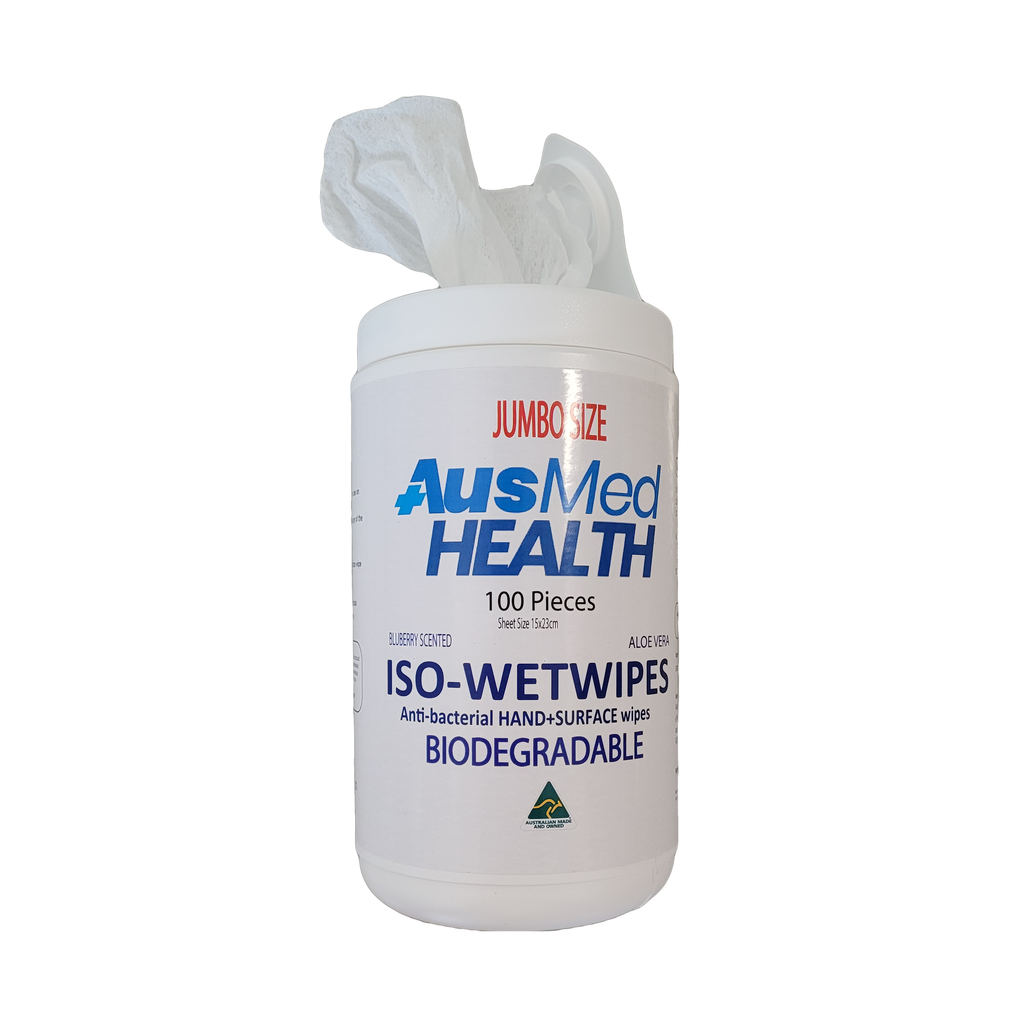AusMed Health | Anti-Bacterial Hand and Surface Wipes | Biodegradable (100 X-Large Wipes)