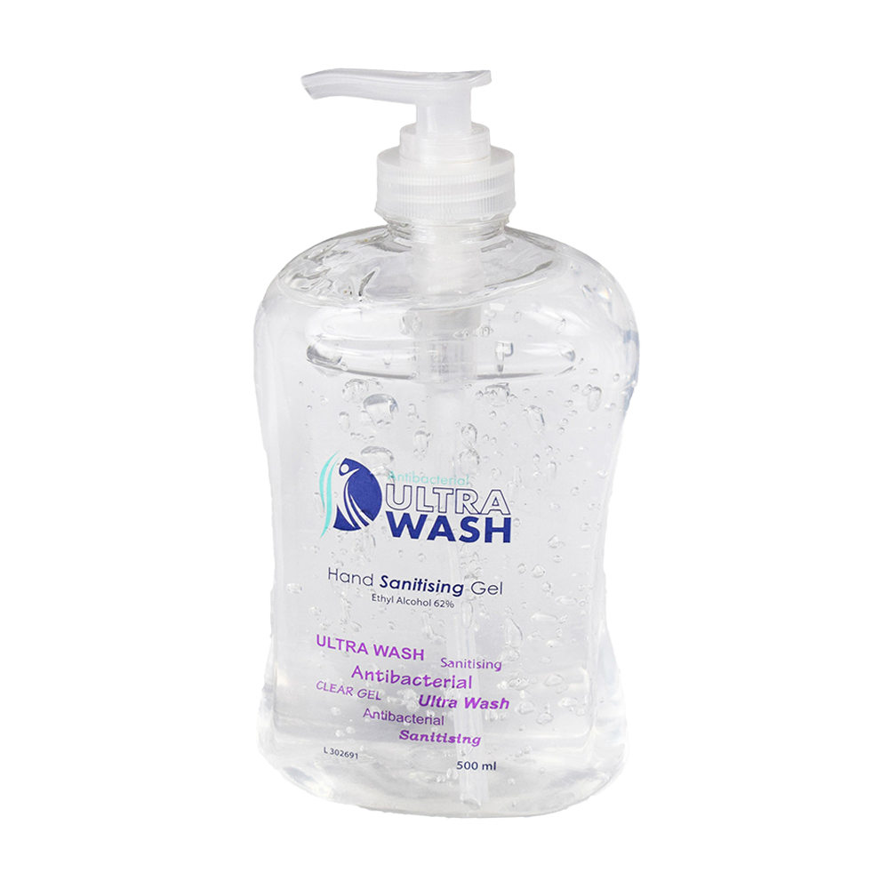 AusMed Health Ultra Wash Gel | Antibacterial Hand Sanitizer w/Pump | TGA Accredited (2 Bottle Pack / 500ml each)