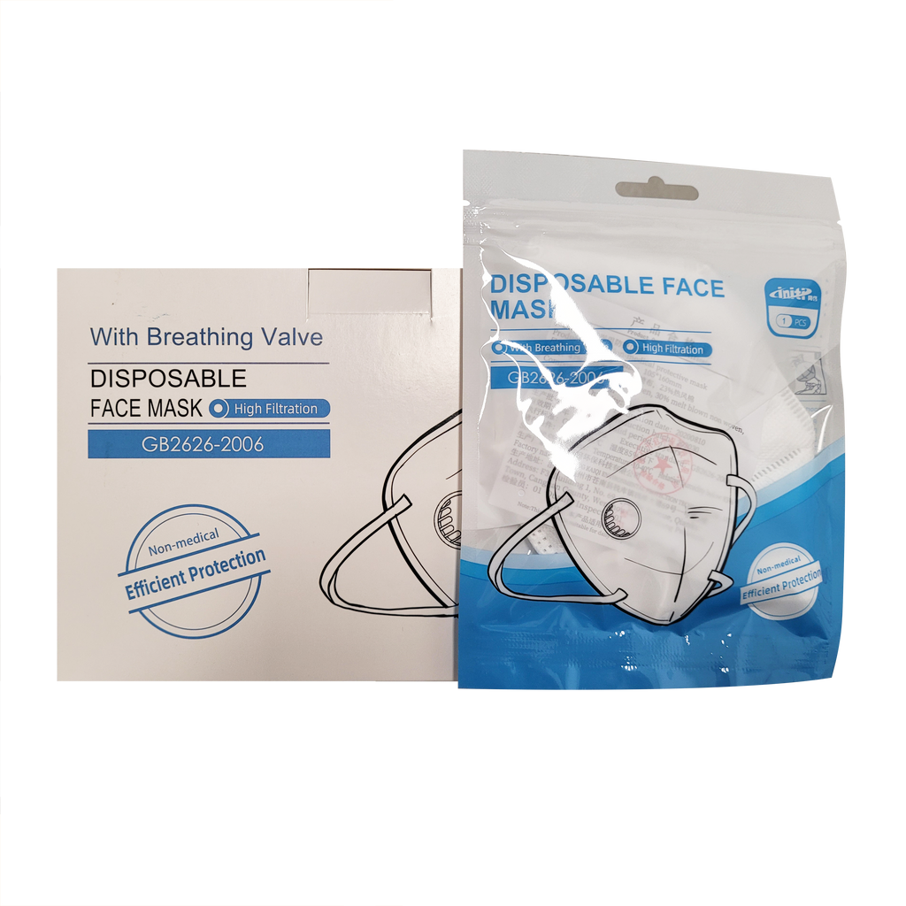 KN95 Respirator | INITI Dustproof with Breathing Valve | Non-Medical Mask | Industrial | (1 Box/20 Masks)