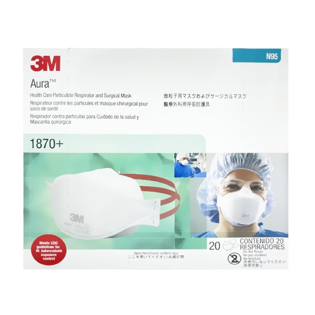 3M N95 Respirator | Aura™ 1870+ | Hospital Grade (1 Carton/240masks)