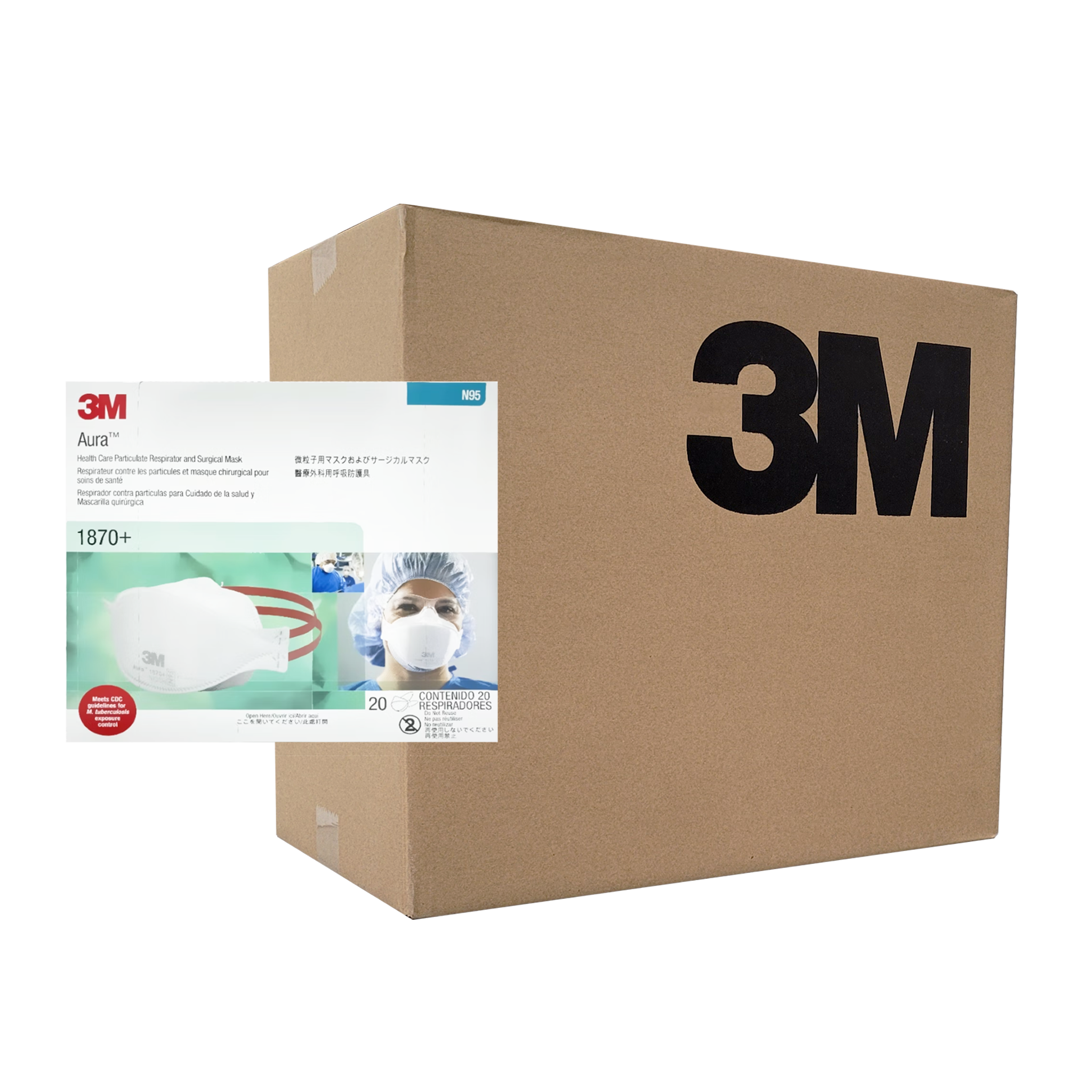 3M N95 Respirator | Aura™ 1870+ | Hospital Grade (1 Carton/240masks)