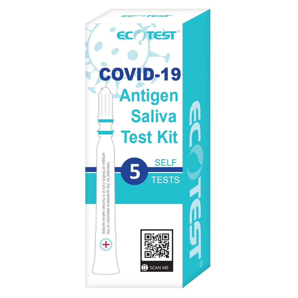 Rapid Antigen Test | COVID-19 | Saliva Pen | ECOTEST Home Test (5 Pack Kits) (1 Carton/360 Tests)