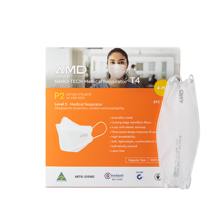 Amd Ritmed Masks P2 Face Masks White | AMD Nanotech Level 3 | EarLoop