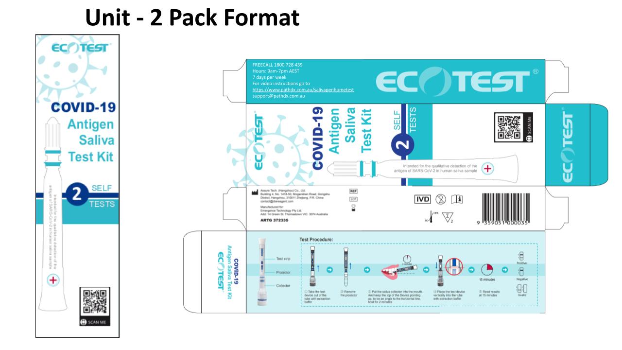 Rapid Antigen Test | COVID-19 | Saliva Pen | ECOTEST Home Test (2 Test Kit)