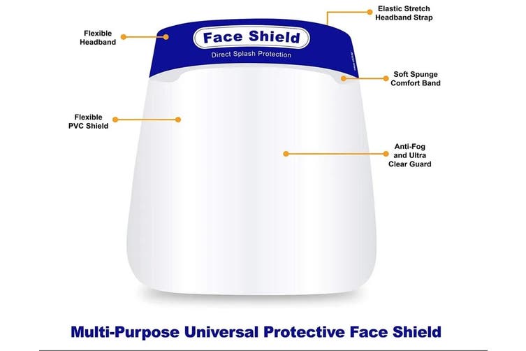 AusMed Health Medical Face Shield Anti-Fog: One Size Fits All | (10 Face Shields)