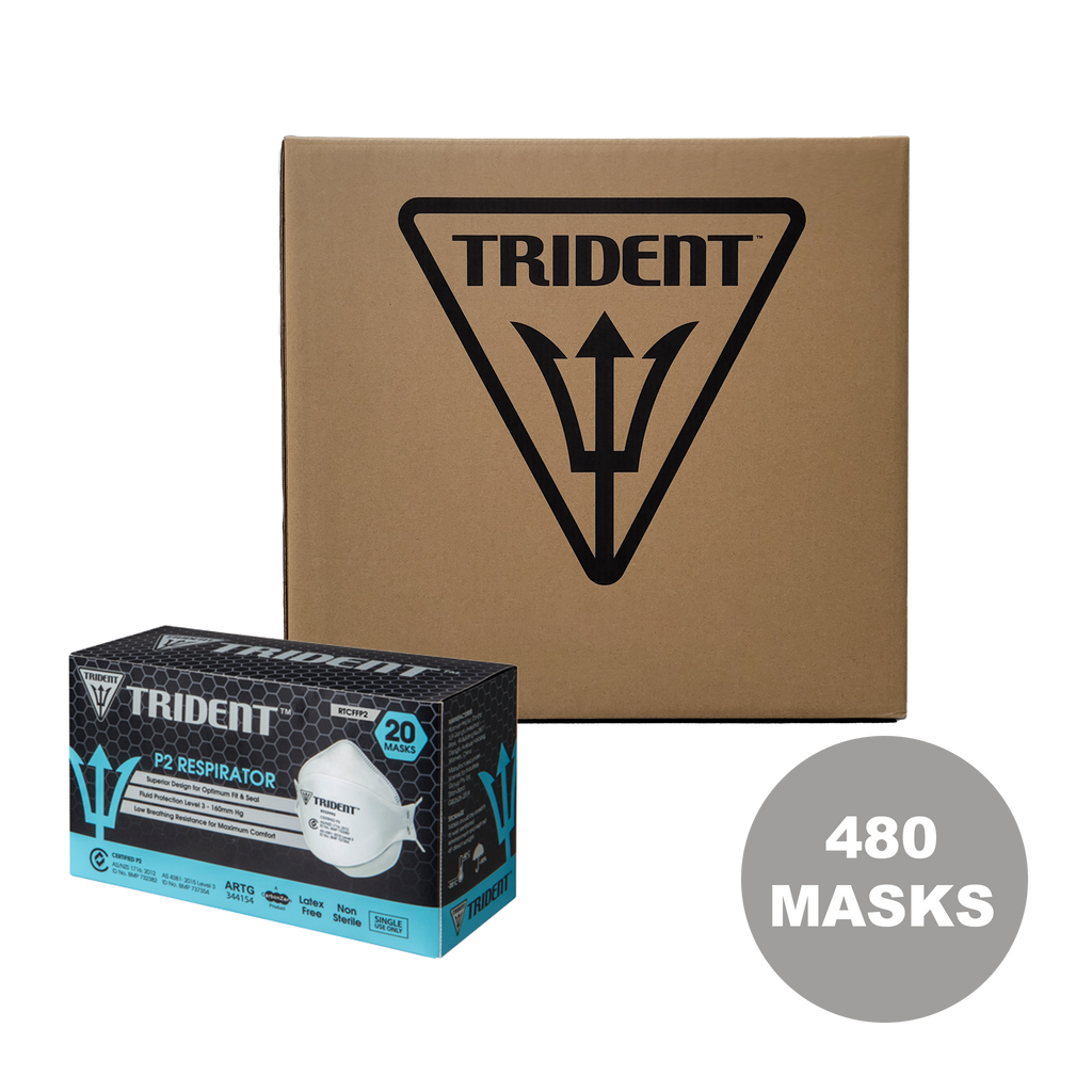 Trident® P2 Surgical Respirator | Level 3 Hospital Grade | No.1 Fit Tested Mask in an Independent Fit Test Study (1 Carton/480 Masks)