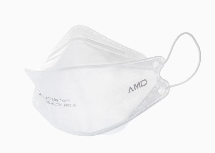 P2 Face Masks WHITE | Australian Made | AMD Nanotech Level 3 | Ear Loop - WHITE | 4 x ply (1Box/50masks)