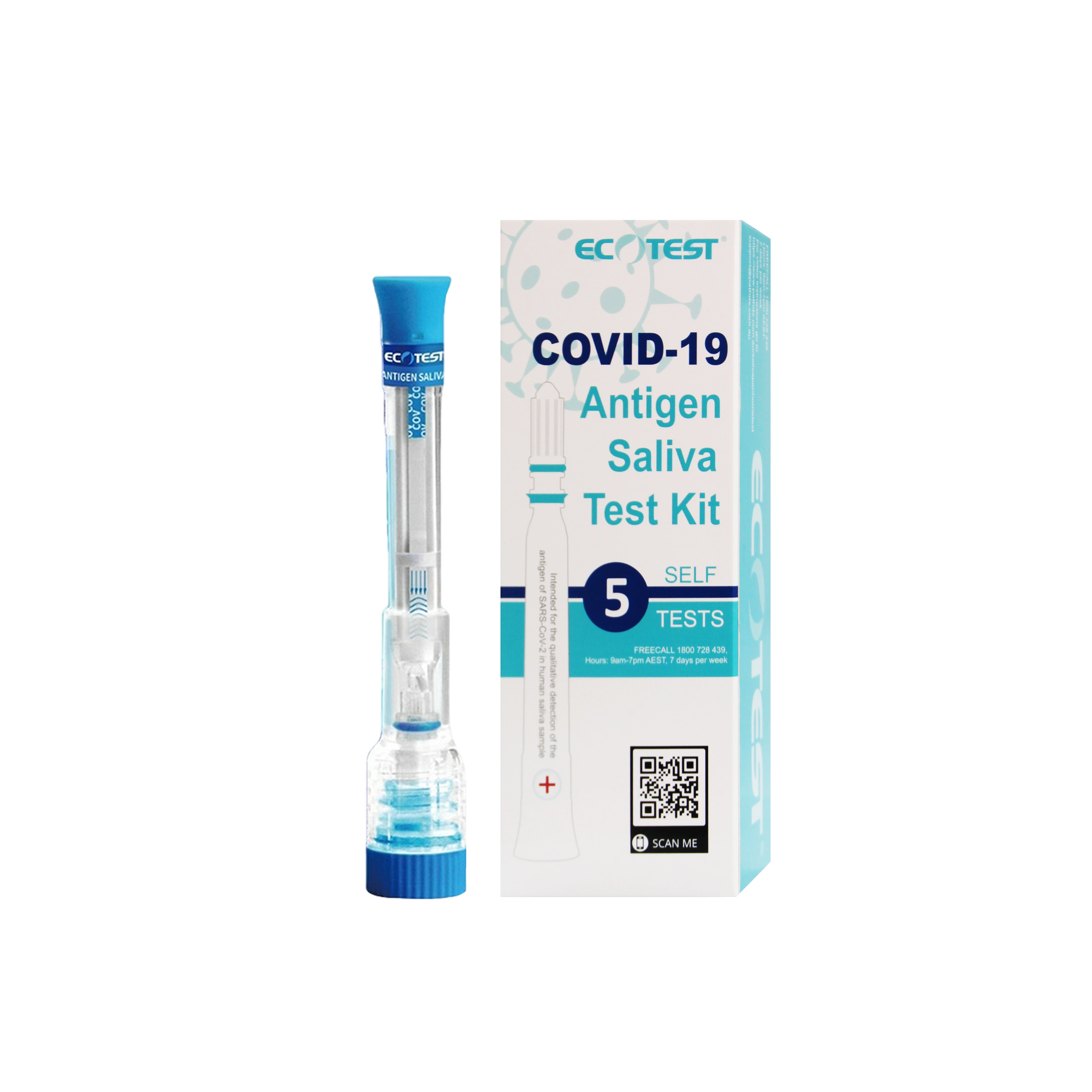 Rapid Antigen Test | COVID-19 | Saliva Pen | ECOTEST Home Test (5 Test Kit)